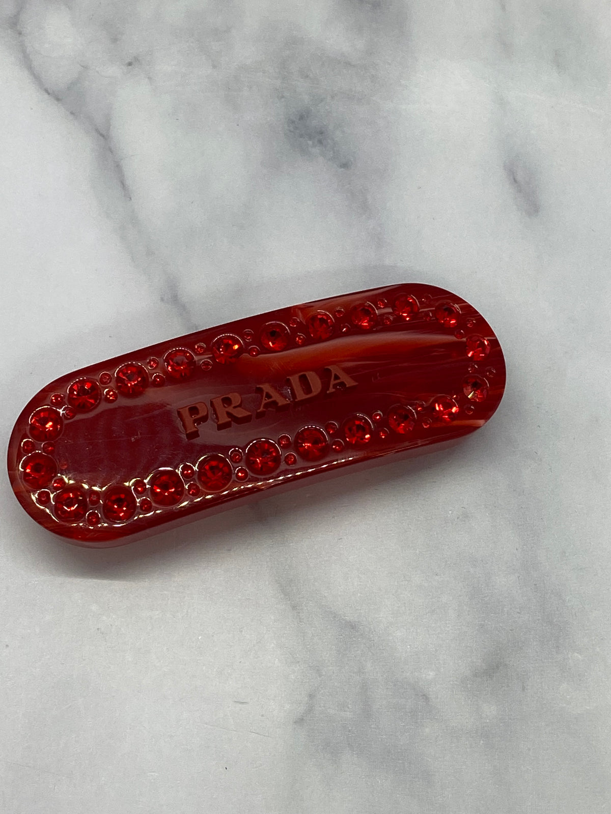 PRADA Ruby Rhinestone Acrylic Hair Clip Barrette - Pre owned