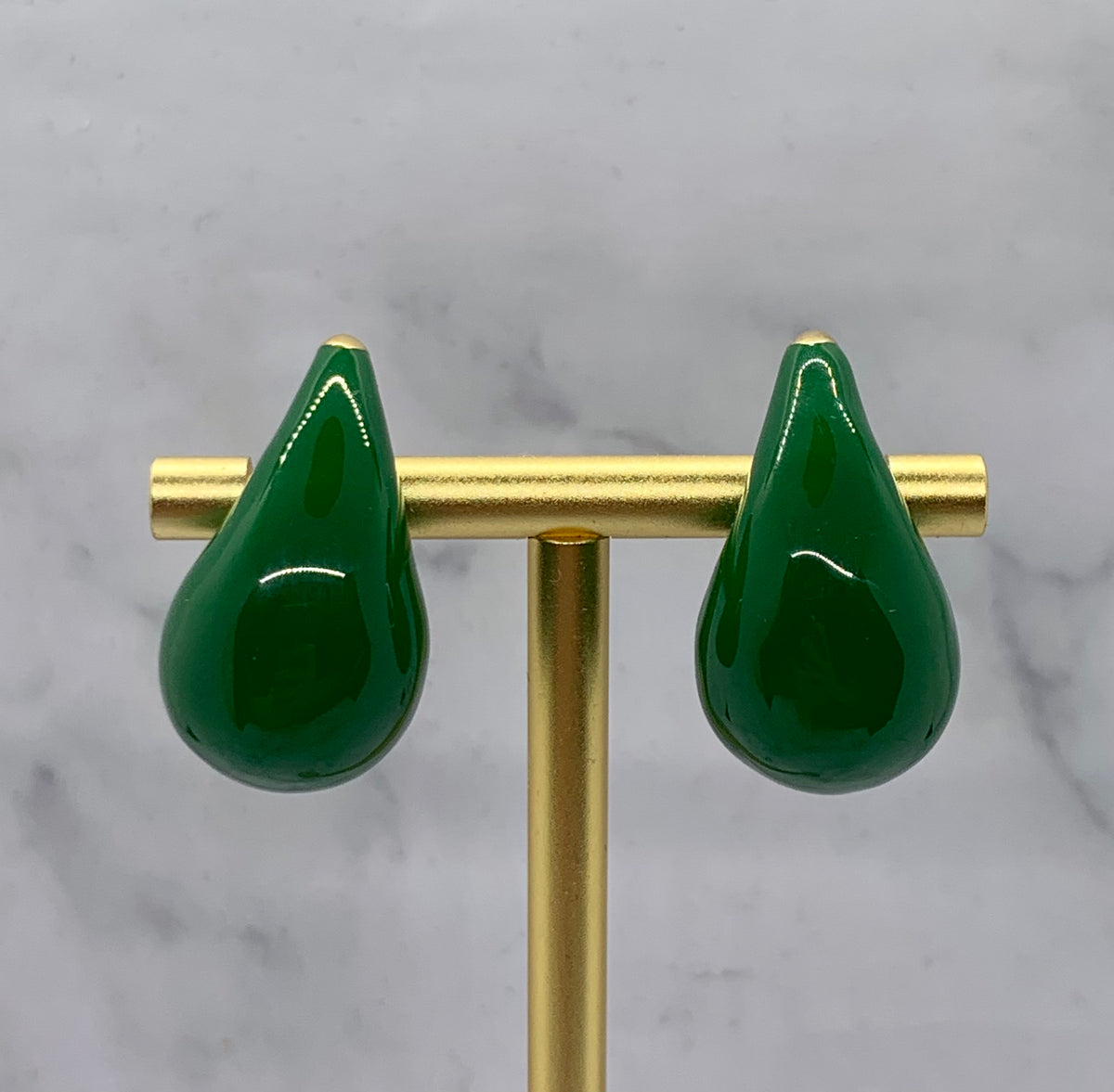 BOTTEGA VENETA Green Tear Drop Earrings - Pre owned