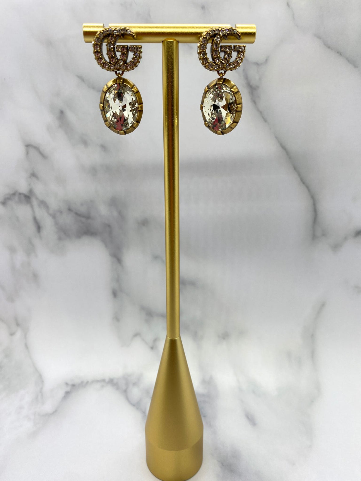 GUCCI GG Rhinestone Pendant Earrings - Pre owned