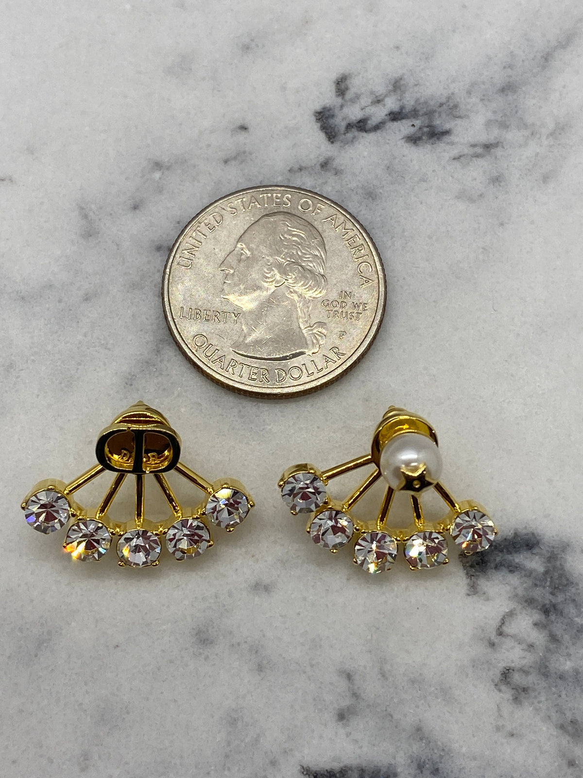 CHRISTIAN DIOR CD Rhinestone Earrings - Pre owned