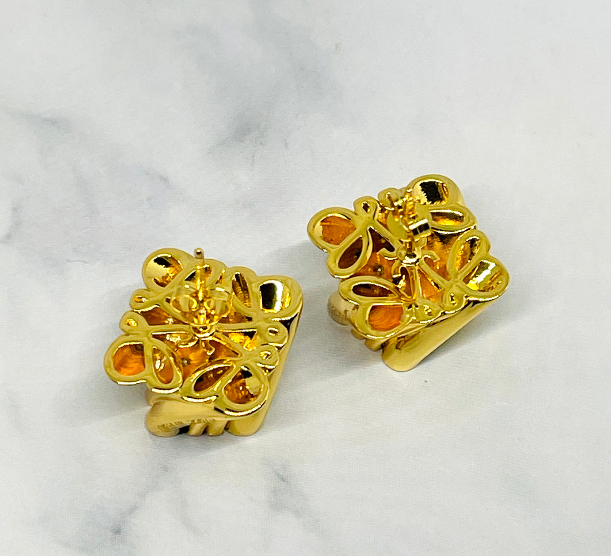 LOEWE Monogram Gold Tone Earrings - Pre owned
