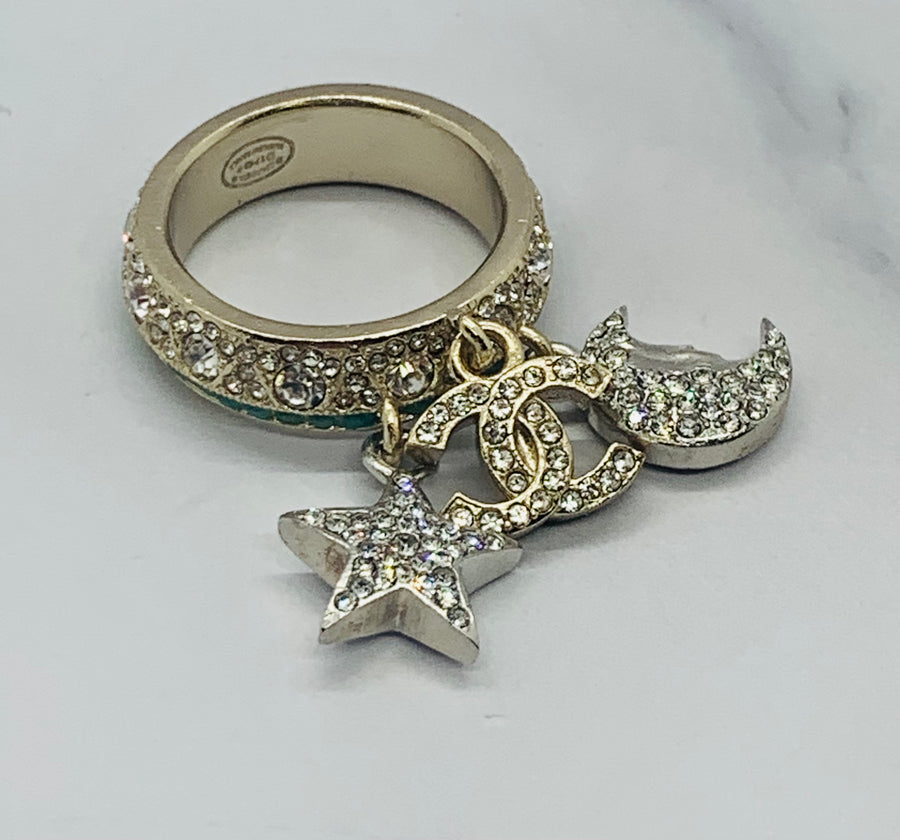 CHANEL CC Sun Moon Star Ring Size 7 M - Pre owned