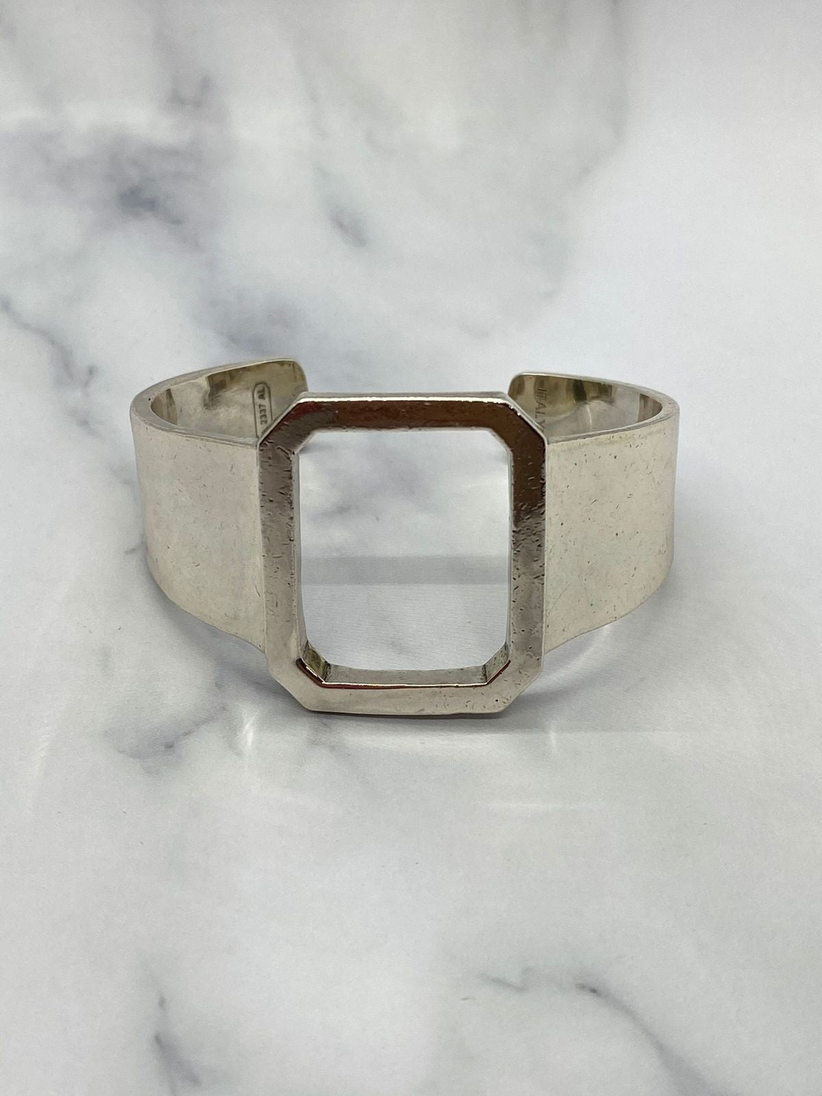 MAISON MARGIELA Silver Tone Engraved Cuff Bracelet - USED