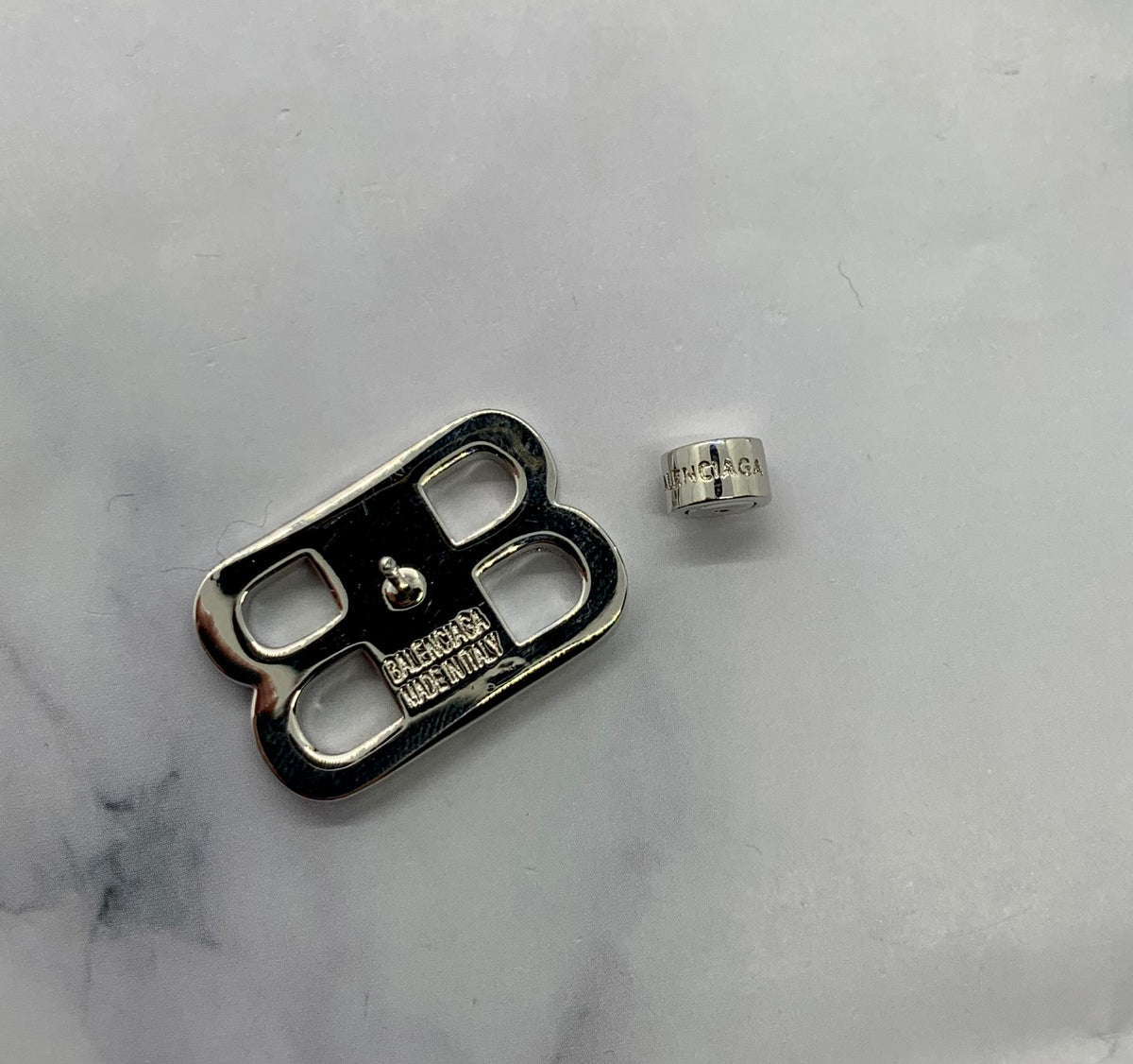 BALENCIAGA Silver Tone Rhinestone Earrings - Pre owned