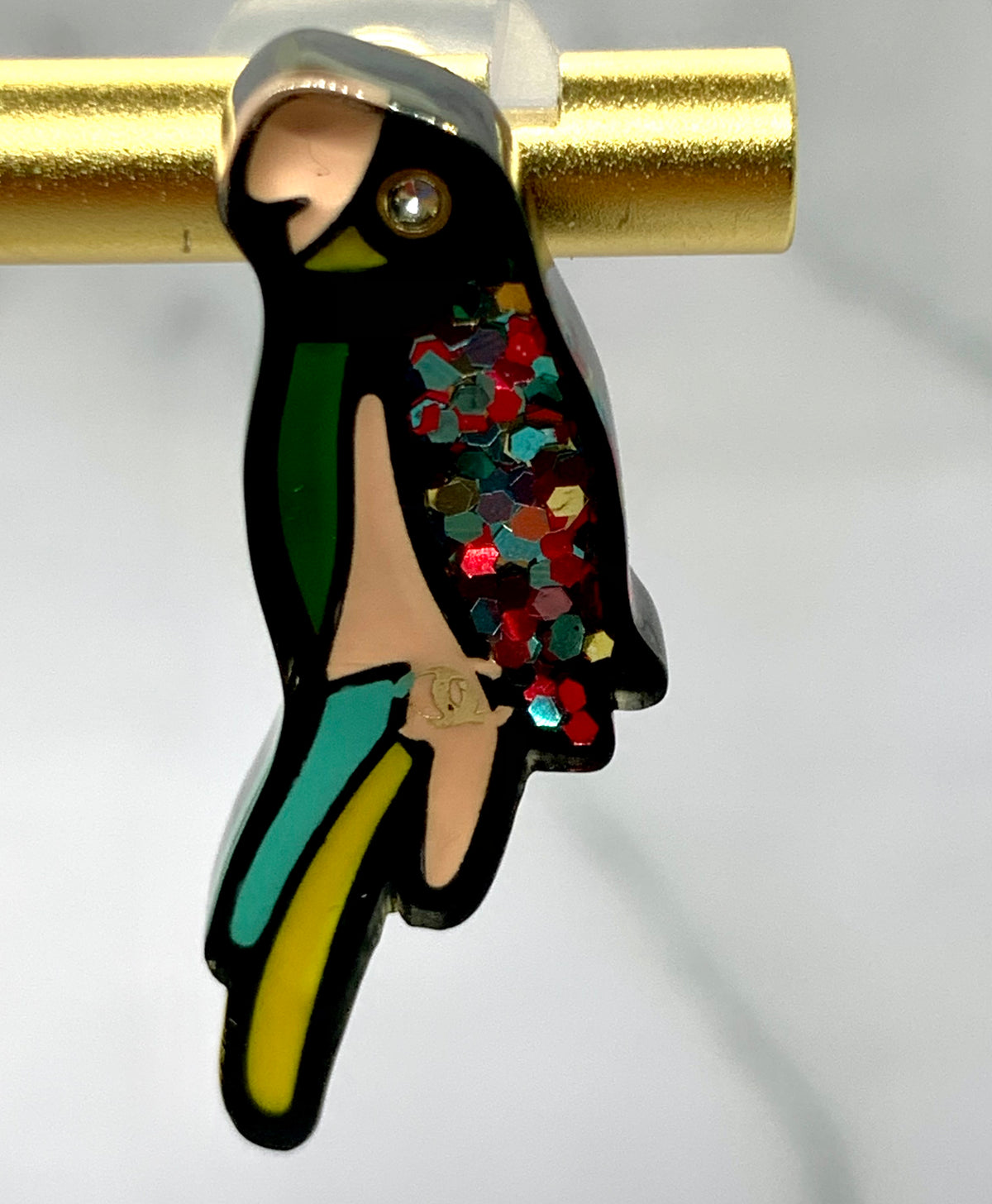 CHANEL CC 2017 Enamel Parrot Earrings - Pre owned