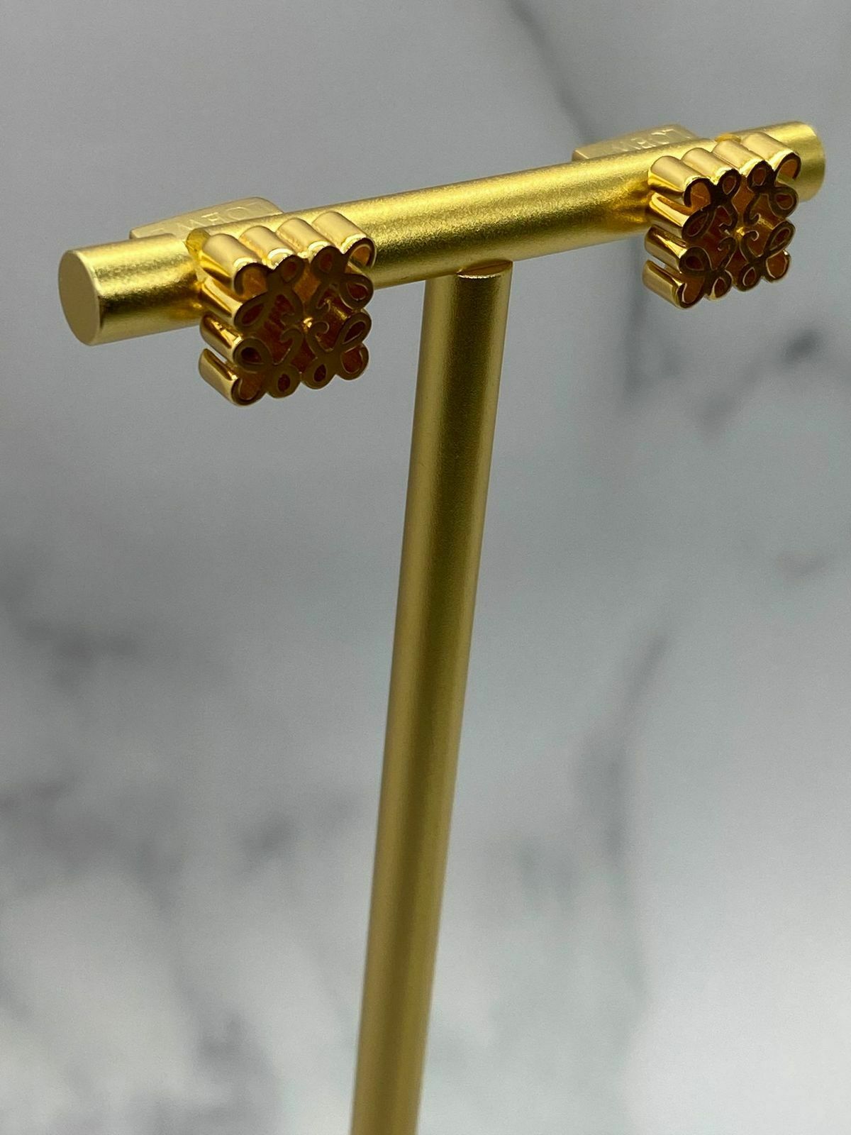 LOEWE Gold Tone Monogram Earrings - Pre owned