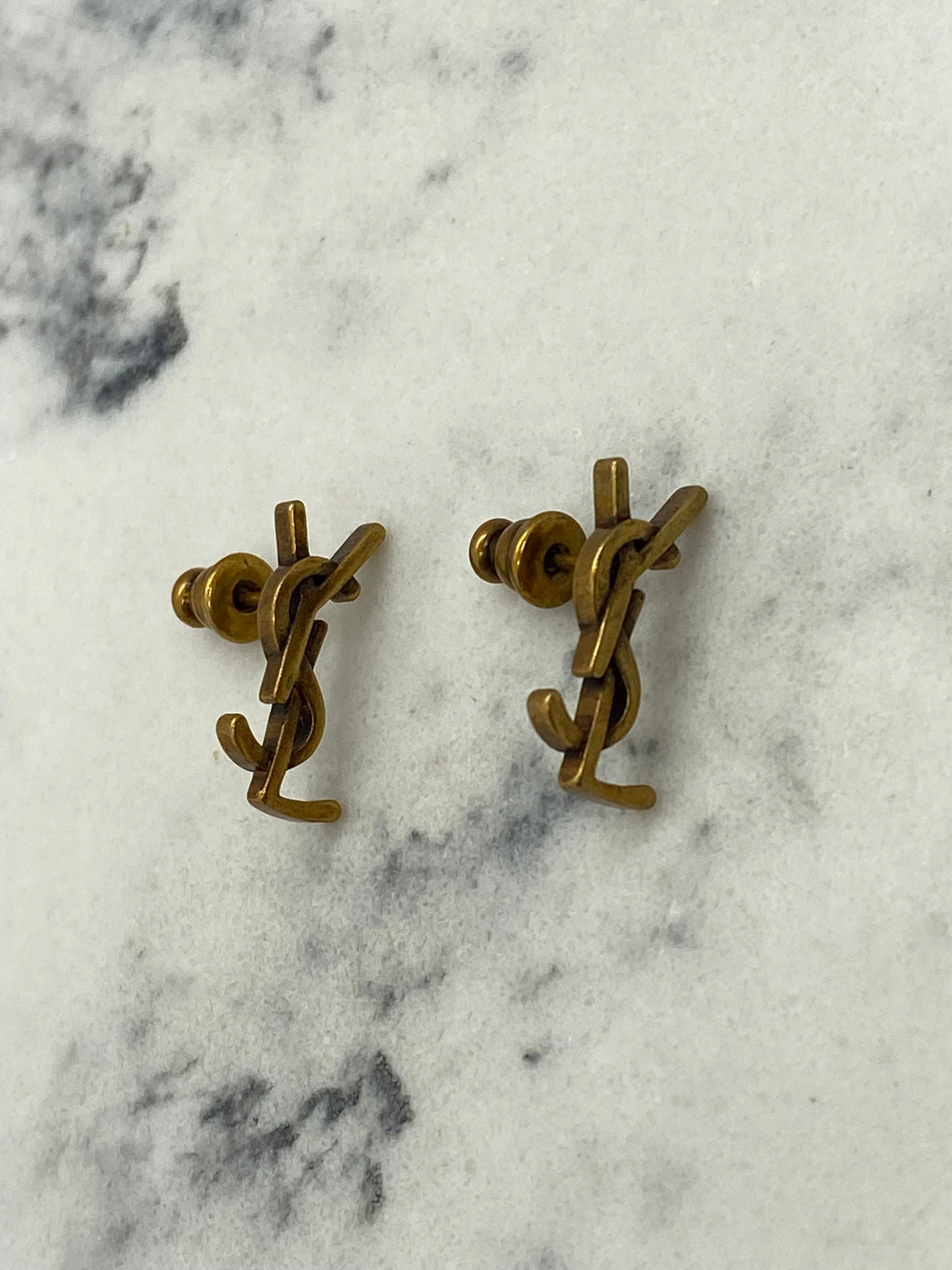 YSL YVES SAINT LAURENT Small Brass Earrings - USED