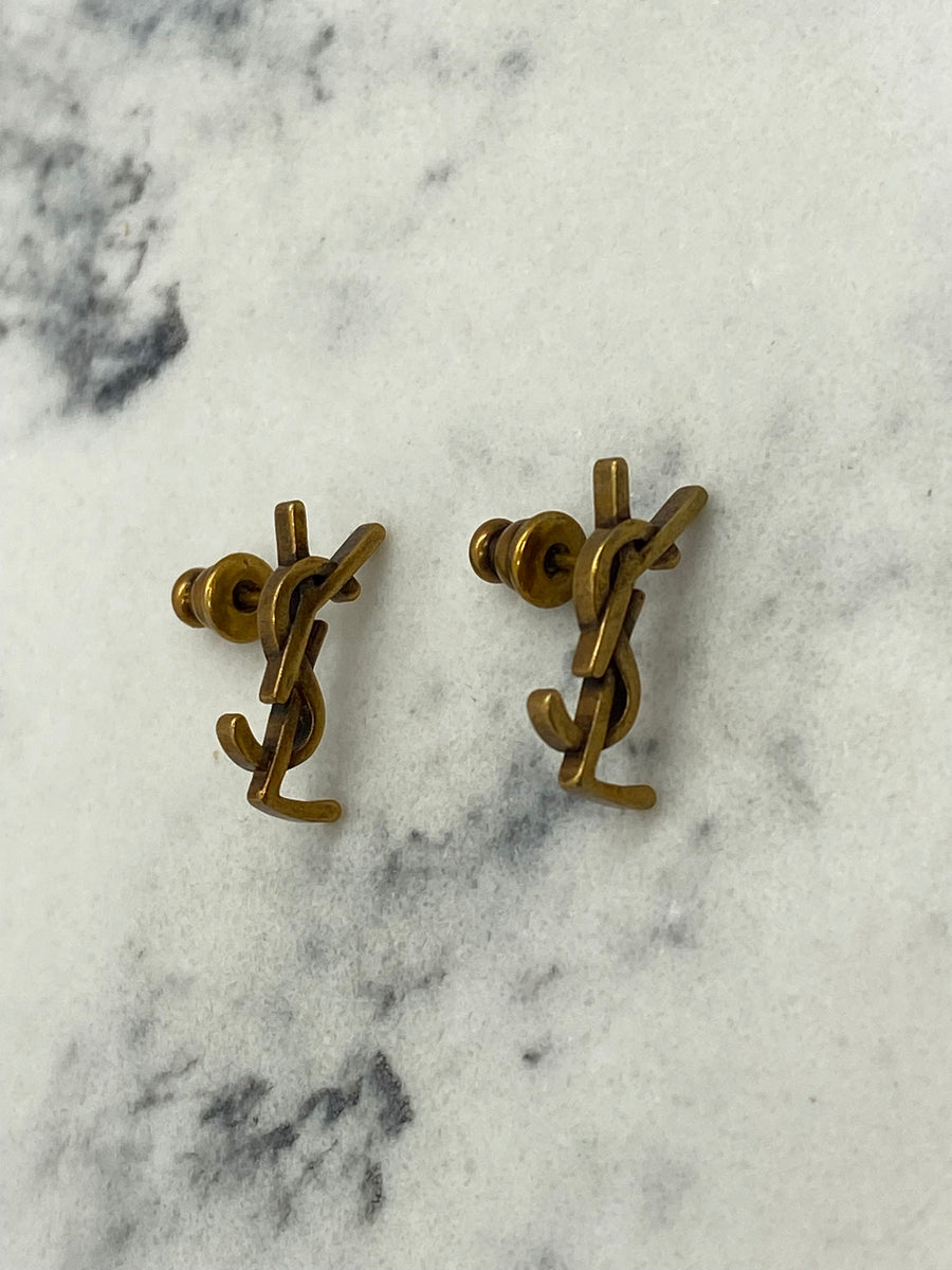 YSL YVES SAINT LAURENT Small Brass Earrings - USED