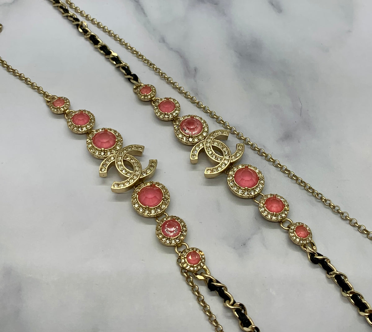 CHANEL CC Pink Stone Strand Necklace - Pre owned