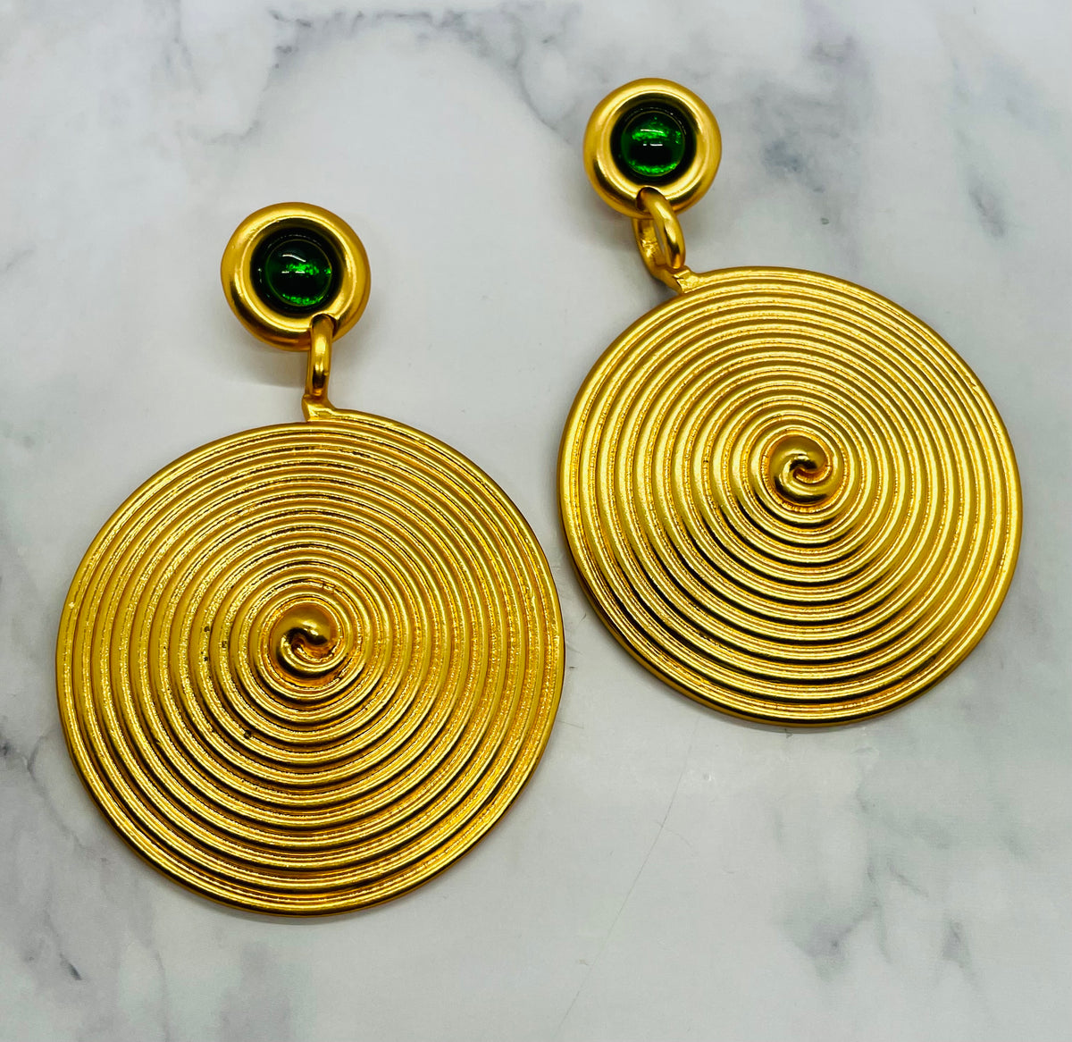 SCHIAPARELLI Spiral Disc Statement Earrings - Pre owned