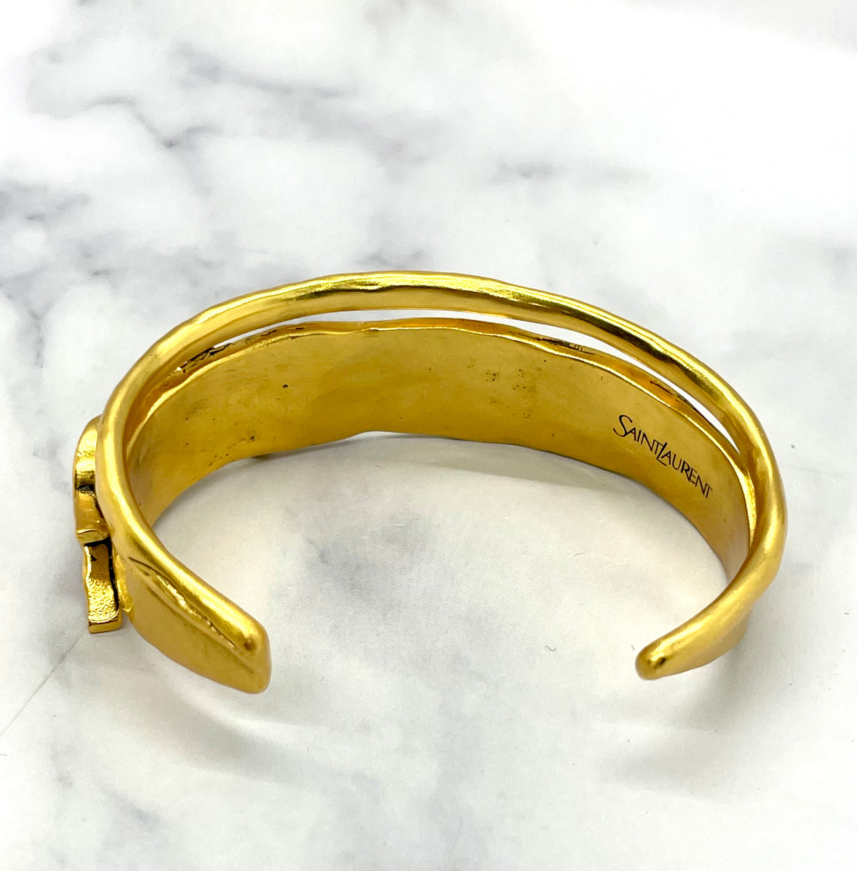 YSL YVES SAINT LAURENT Gold Tone Cuff Bracelet - Pre owned