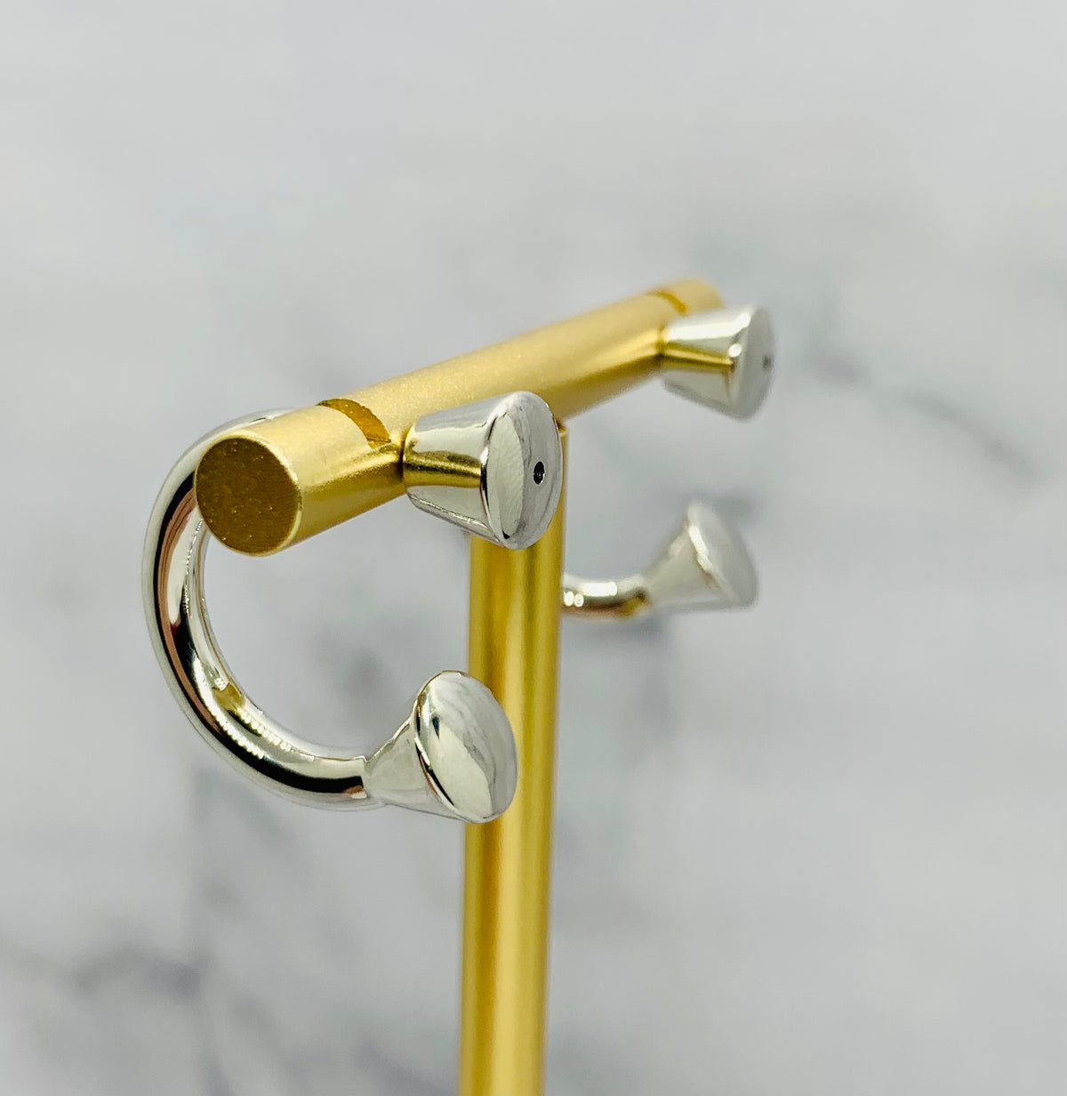 BOTTEGA VENETA Silver Ellipse Hoop Earrings - Pre owned
