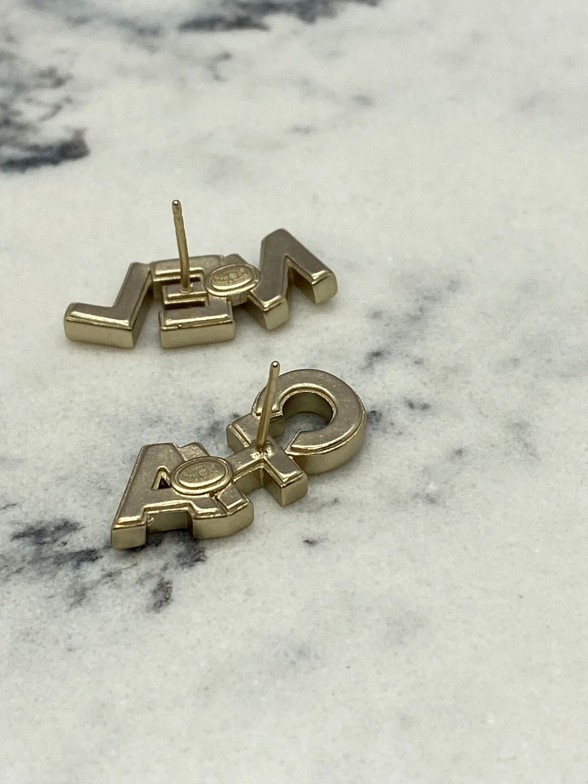 CHANEL Monogram Gold Tone Rhinestone Earrings - Pre owned