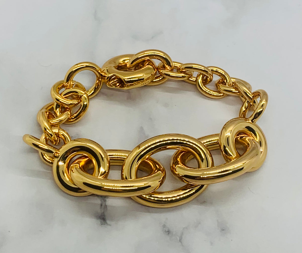 YSL YVES SAINT LAURENT Gold Tone Link Bracelet - Pre owned