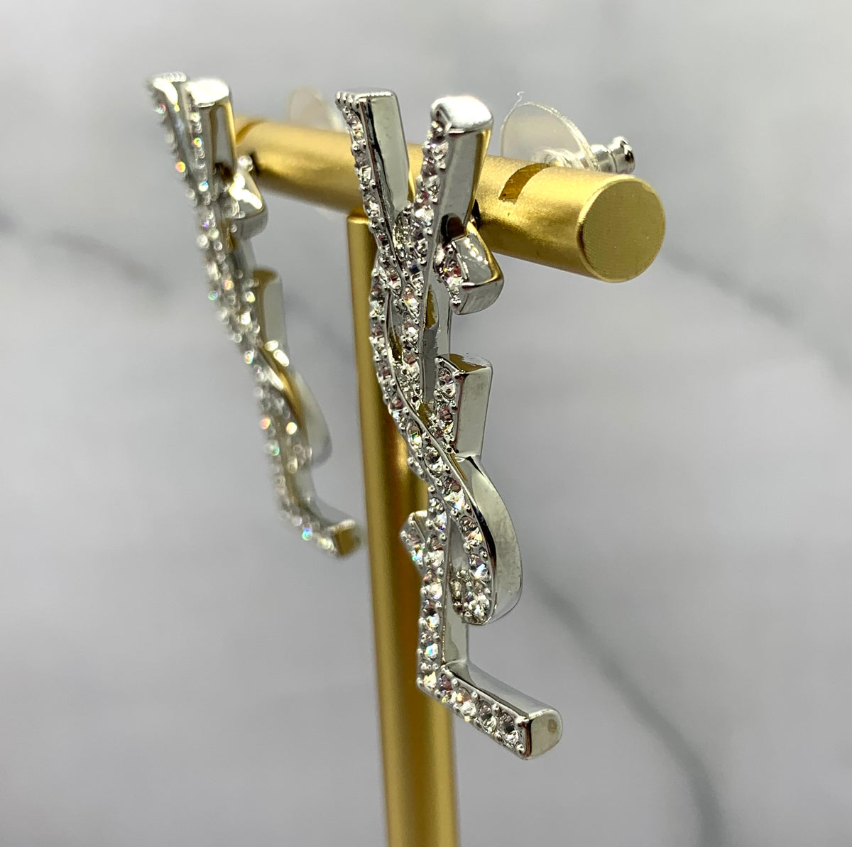 YSL YVES SAINT LAURENT Rhinestone Earrings - Pre owned