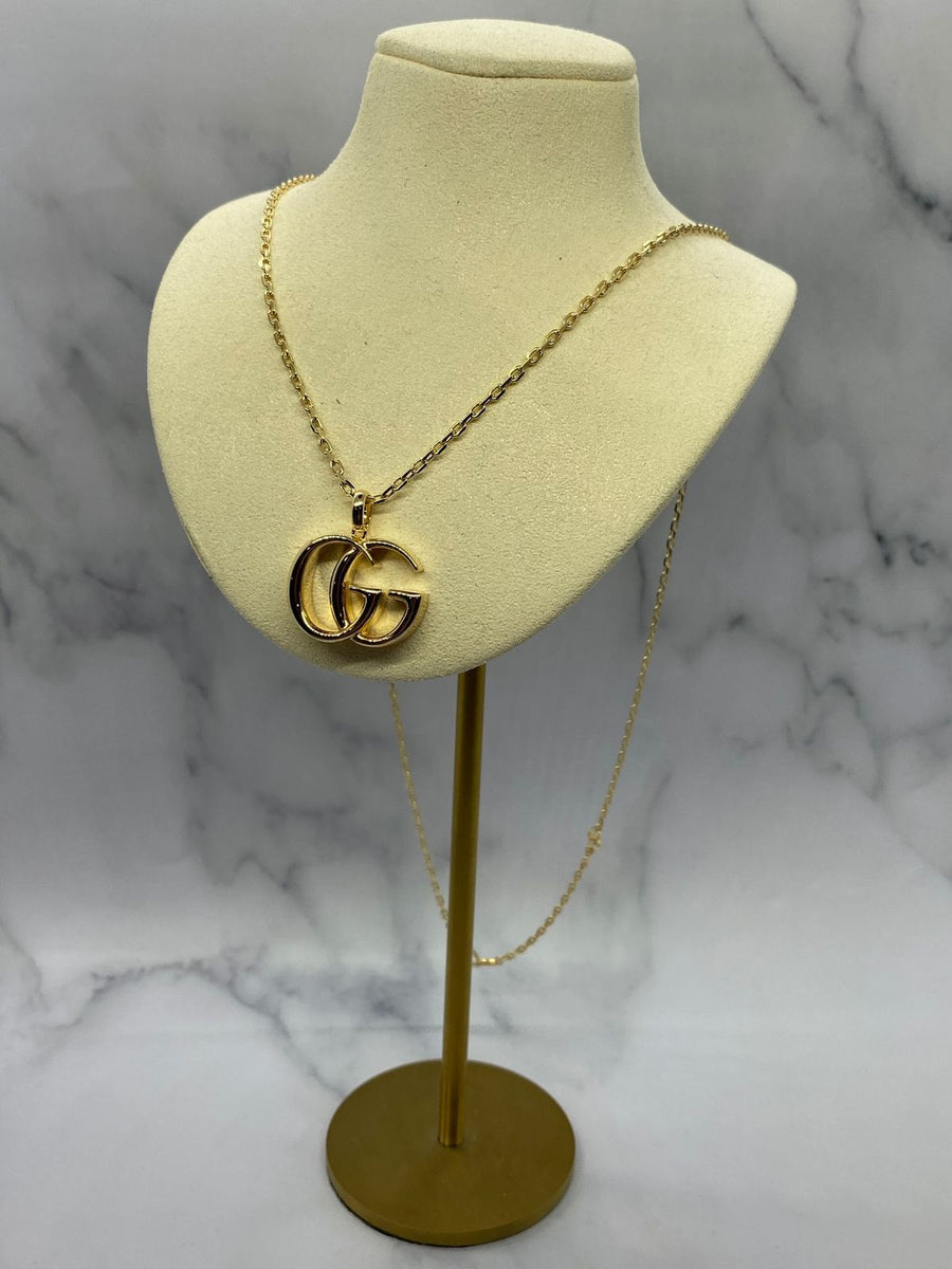 GUCCI GG Gold Tone Monogram Chain Necklace - Pre owned