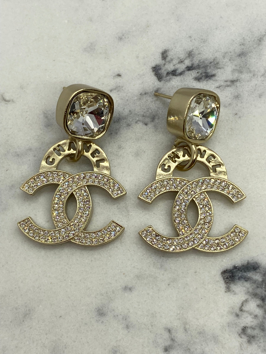 CHANEL CC Statement Rhinestone Earrings - USED