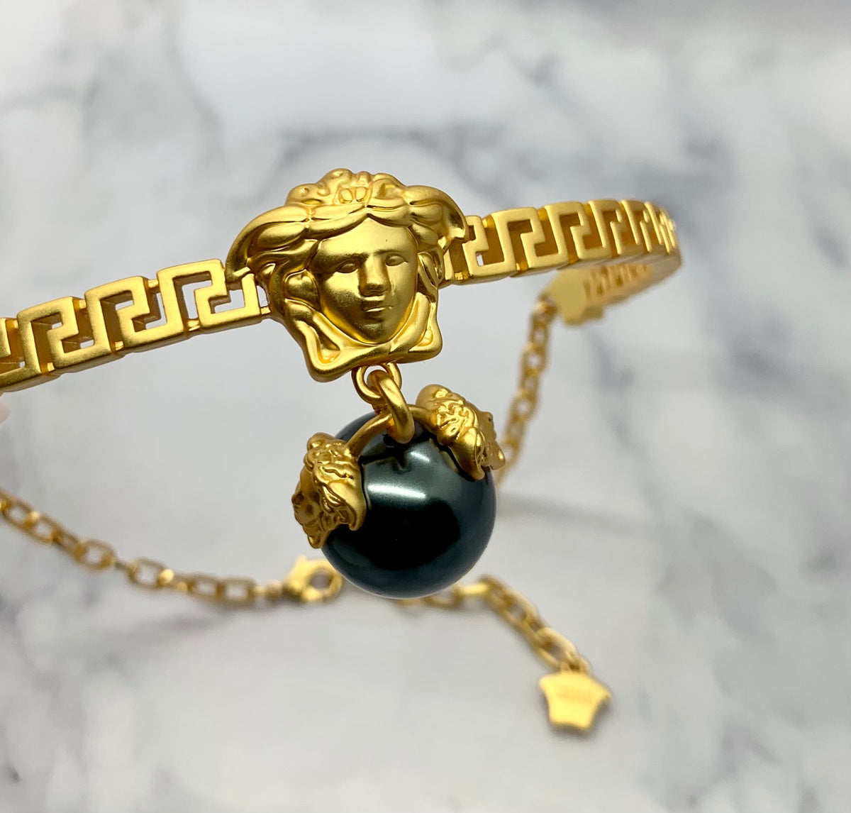VERSACE Dark Pearl Choker Necklace - Pre owned