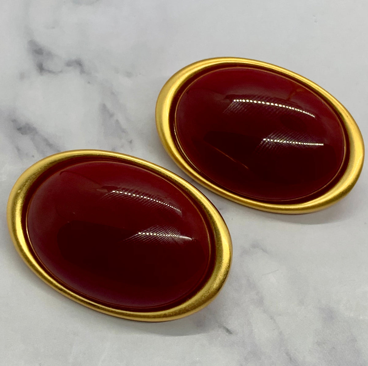 YSL YVES SAINT LAURENT  Carnelian Clip On Earrings - Pre owned