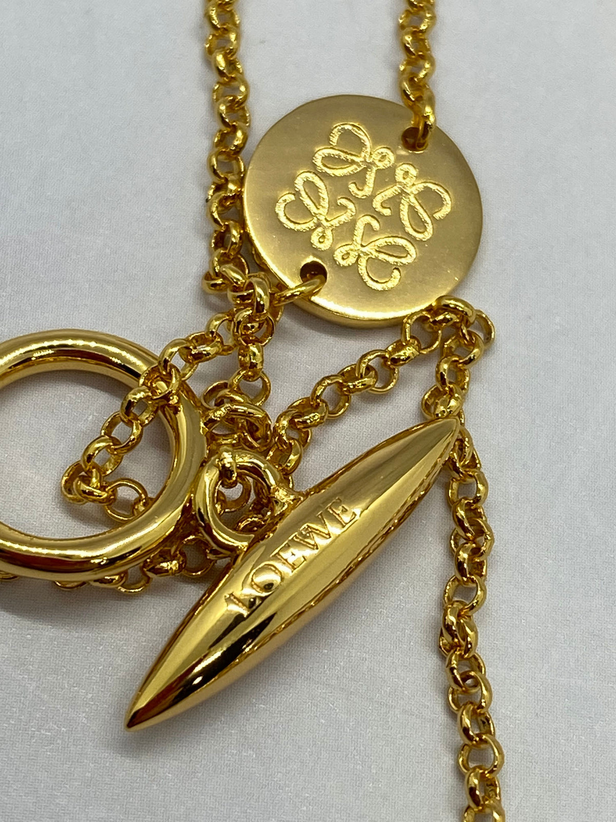 LOEWE Gold & Silver Tone Crystal Locket Necklace - Pre owned