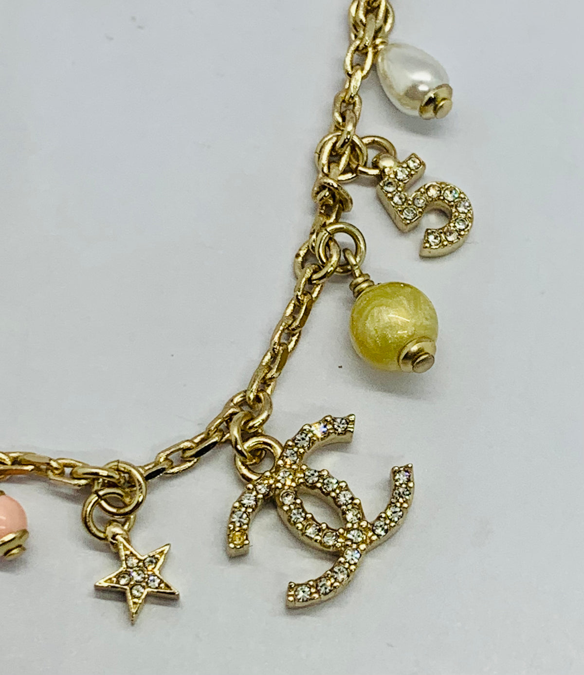 CHANEL CC Charm Rhinestone Bracelet - USED