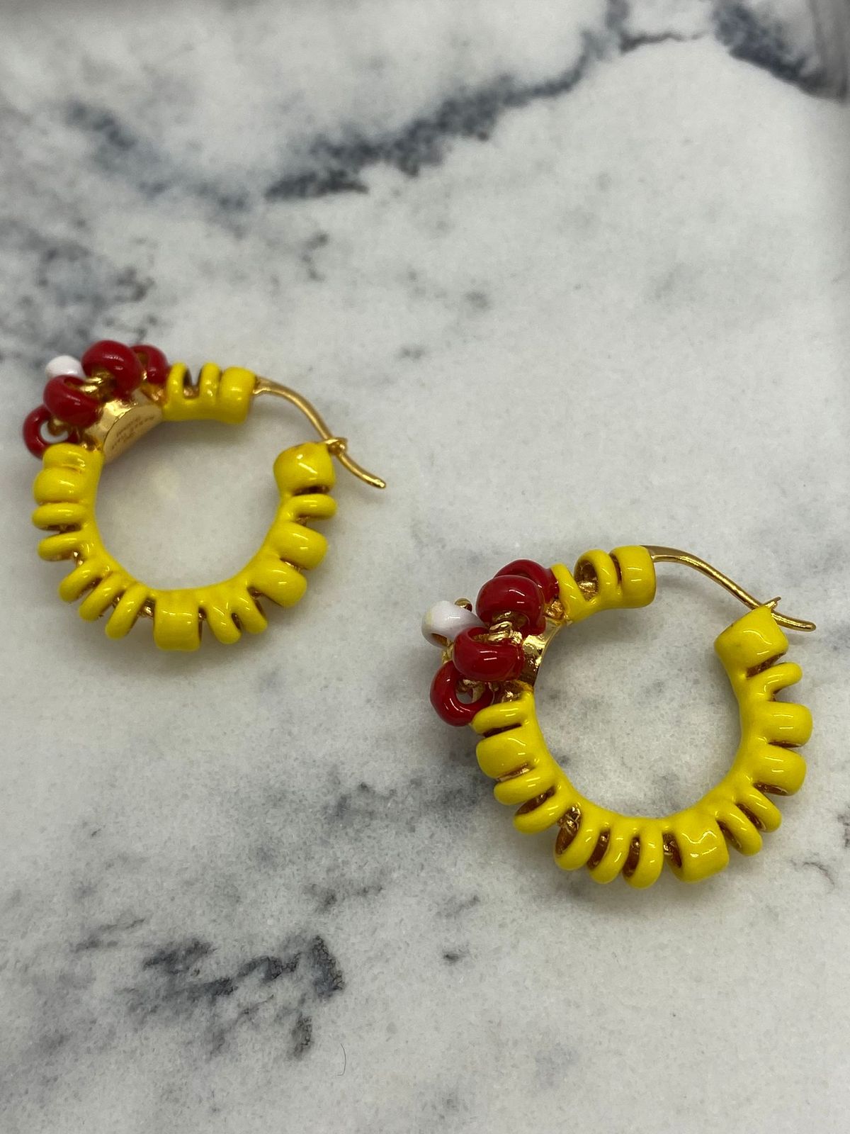 BOTTEGA VENETA Yellow & Red Hoop Earrings - Pre owned