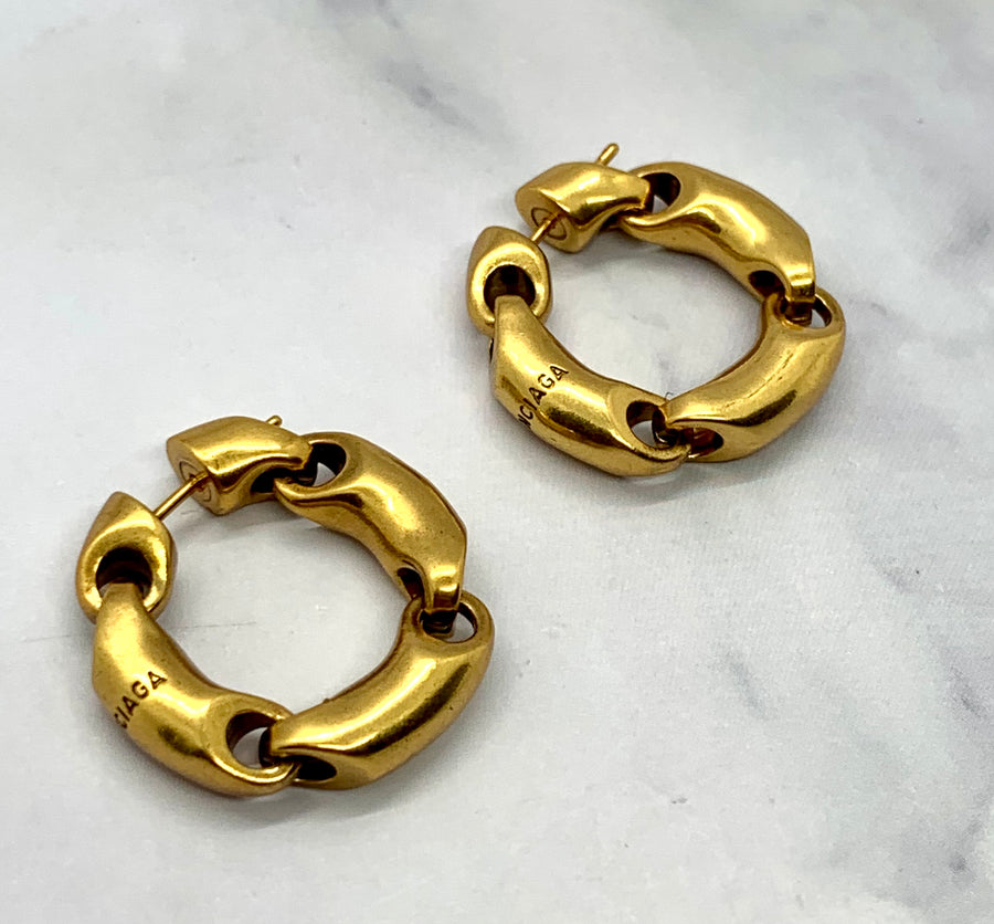 BALENCIAGA Brass Chain Hoop Earrings - Pre owned