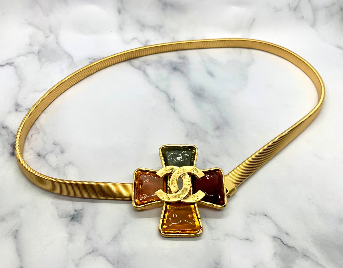 CHANEL CC VINTAGE RARE Cross Stretchy Belt - Pre owned