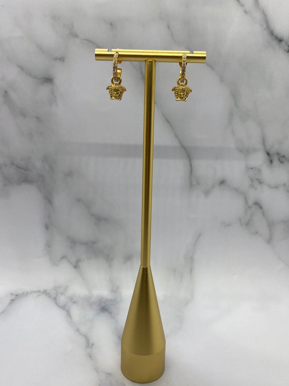 VERSACE Medusa VINTAGE Gold Rhinestone Earrings - USED
