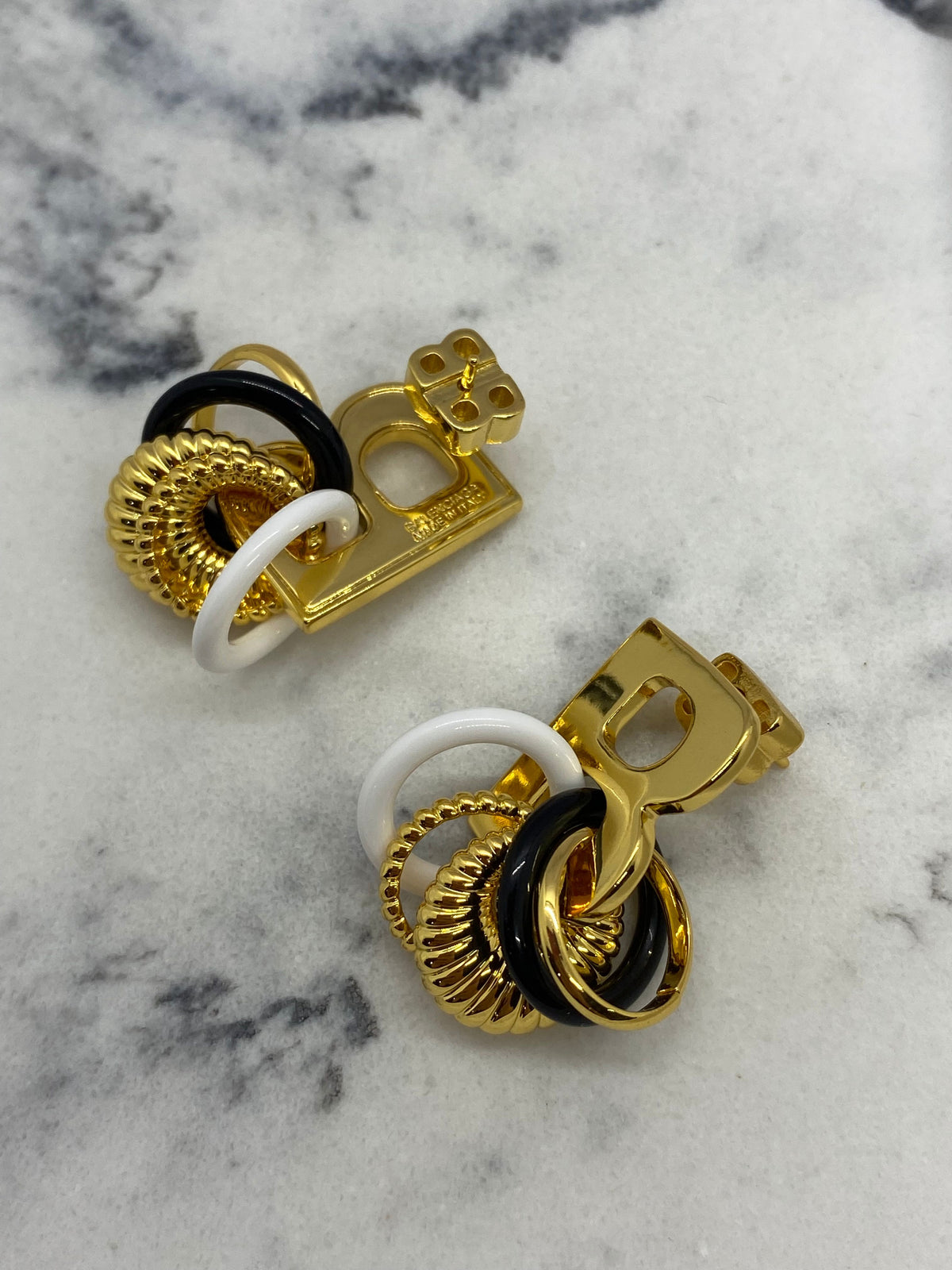 BALENCIAGA B Gold Tone Multi Hoop Earrings - Pre owned