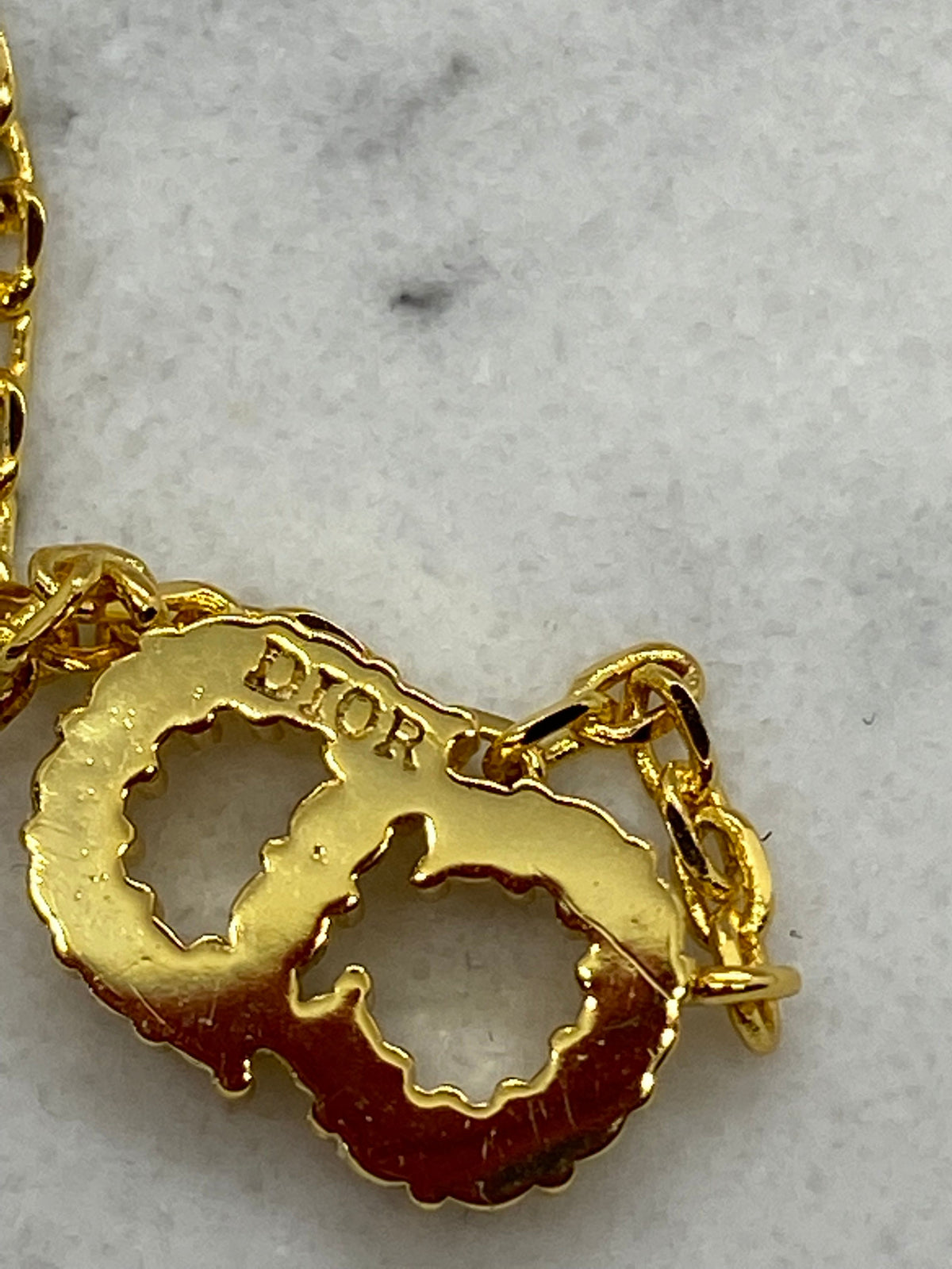 CHRISTIAN DIOR CD Gold Tone Necklace - Pre owned