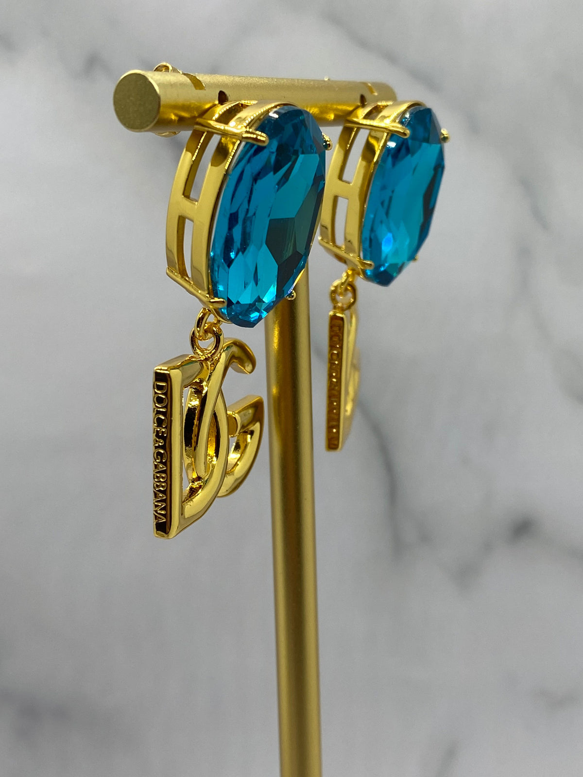 DOLCE & GABBANA Blue Rhinestone Earrings - Pre owned