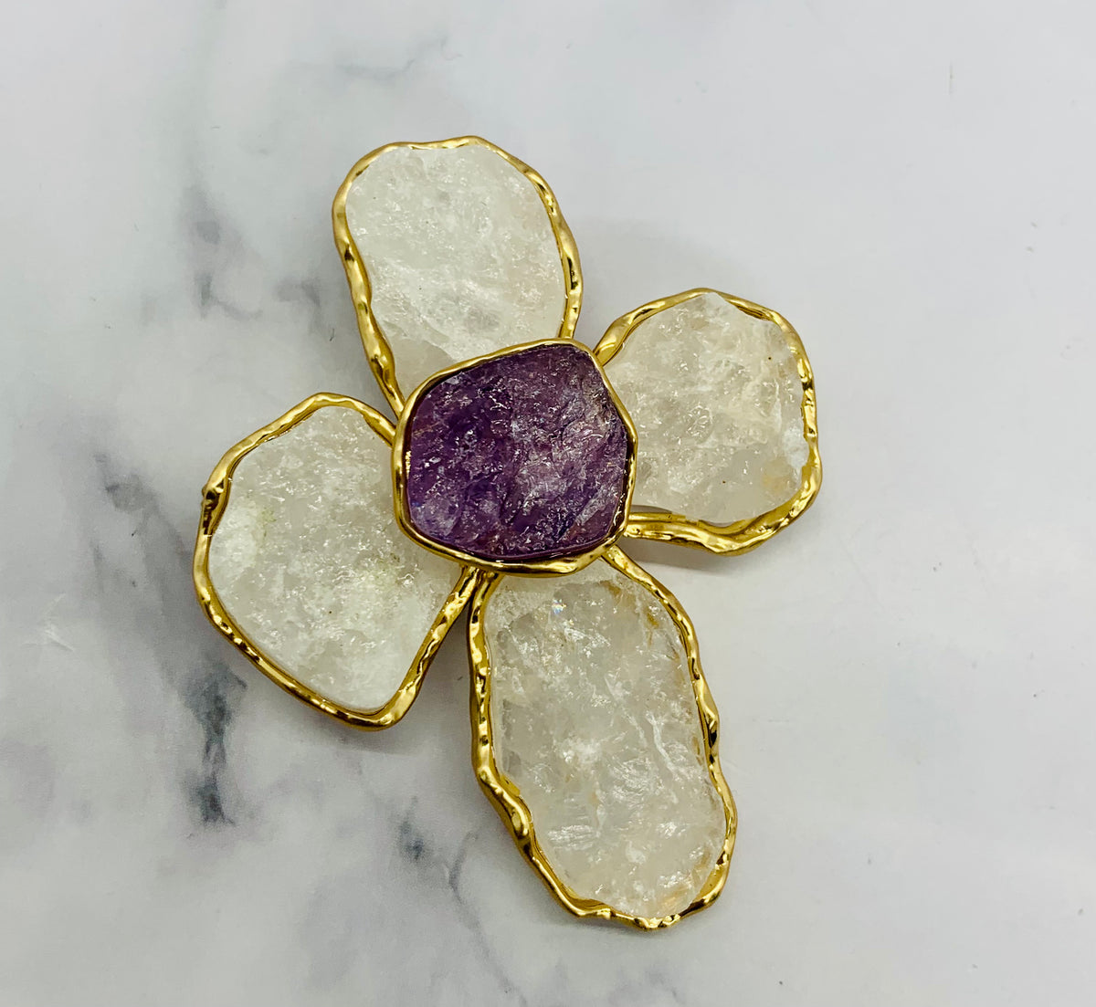 YSL YVES SAINT LAURENT Cabochon Crystal Brooch Pin - Pre owned