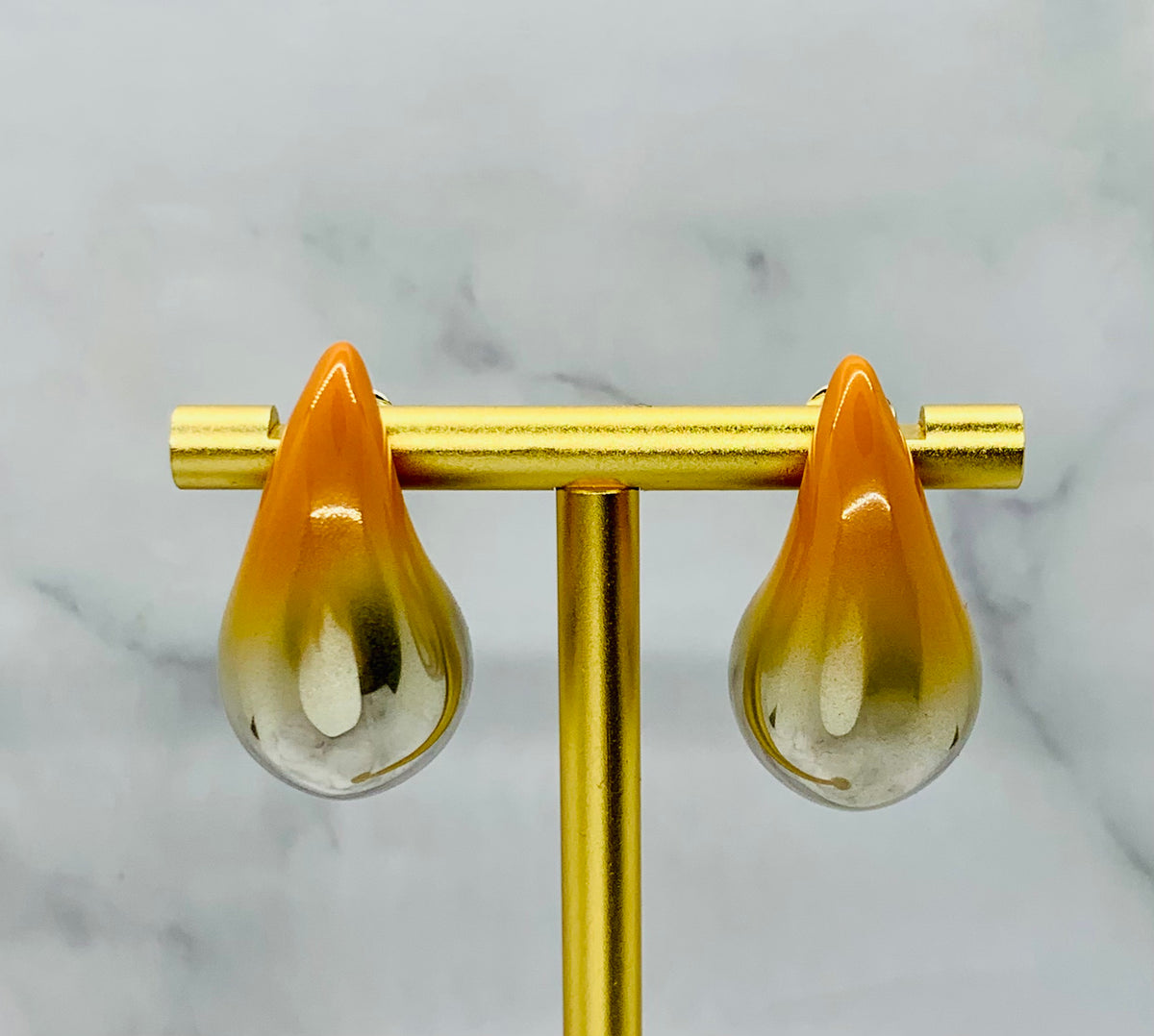 BOTTEGA VENETA Mustard Silver Ombre Drop Earrings - Pre owned