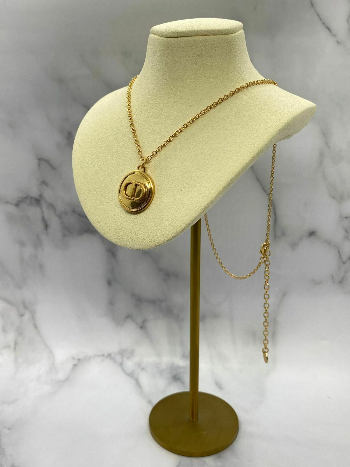 CHRISTIAN DIOR CD Gold Tone Charm Necklace - Pre owned