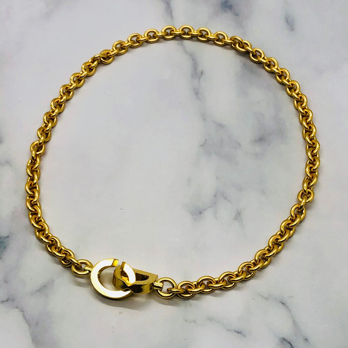 CHRISTIAN DIOR CD Gold Connecting Choker Necklace - Pre owned