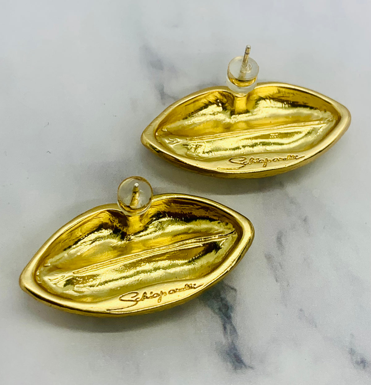 SCHIAPARELLI  Gold Lips Earrings - Pre owned
