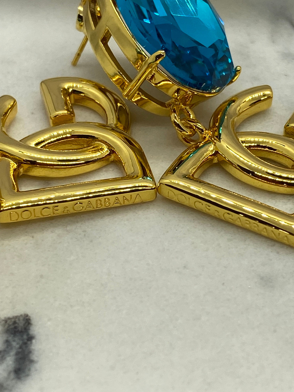 DOLCE & GABBANA Blue Rhinestone Earrings - Pre owned