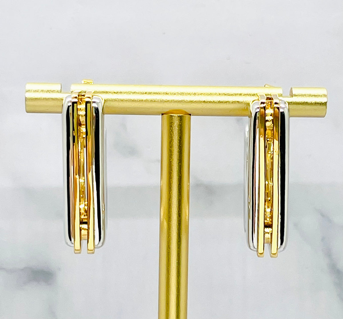 YSL YVES SAINT LAURENT Mixed Metal Hoop Earrings - Pre owned