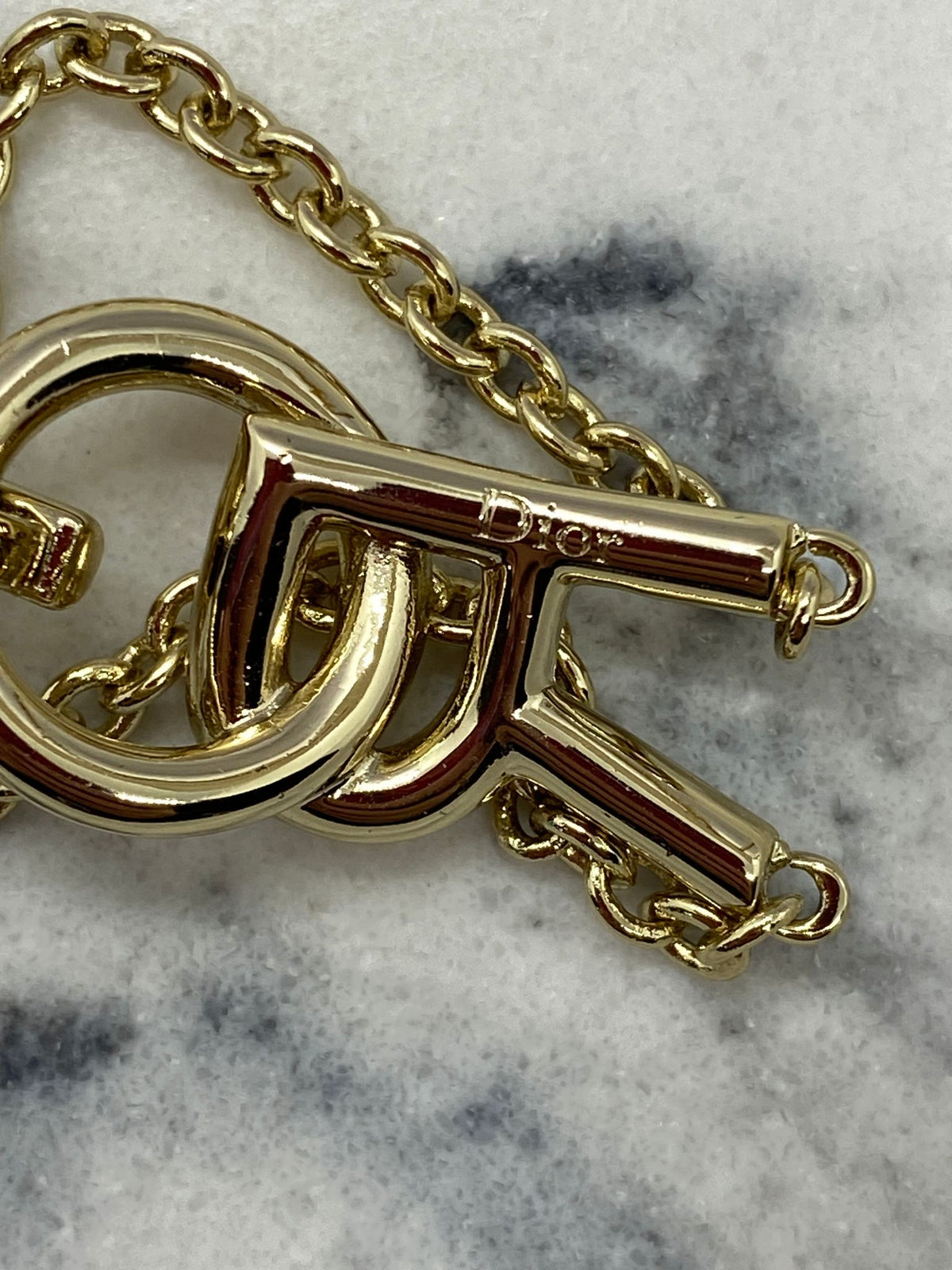 CHRISTIAN DIOR Silver Tone Logo Bracelet - Pre owned