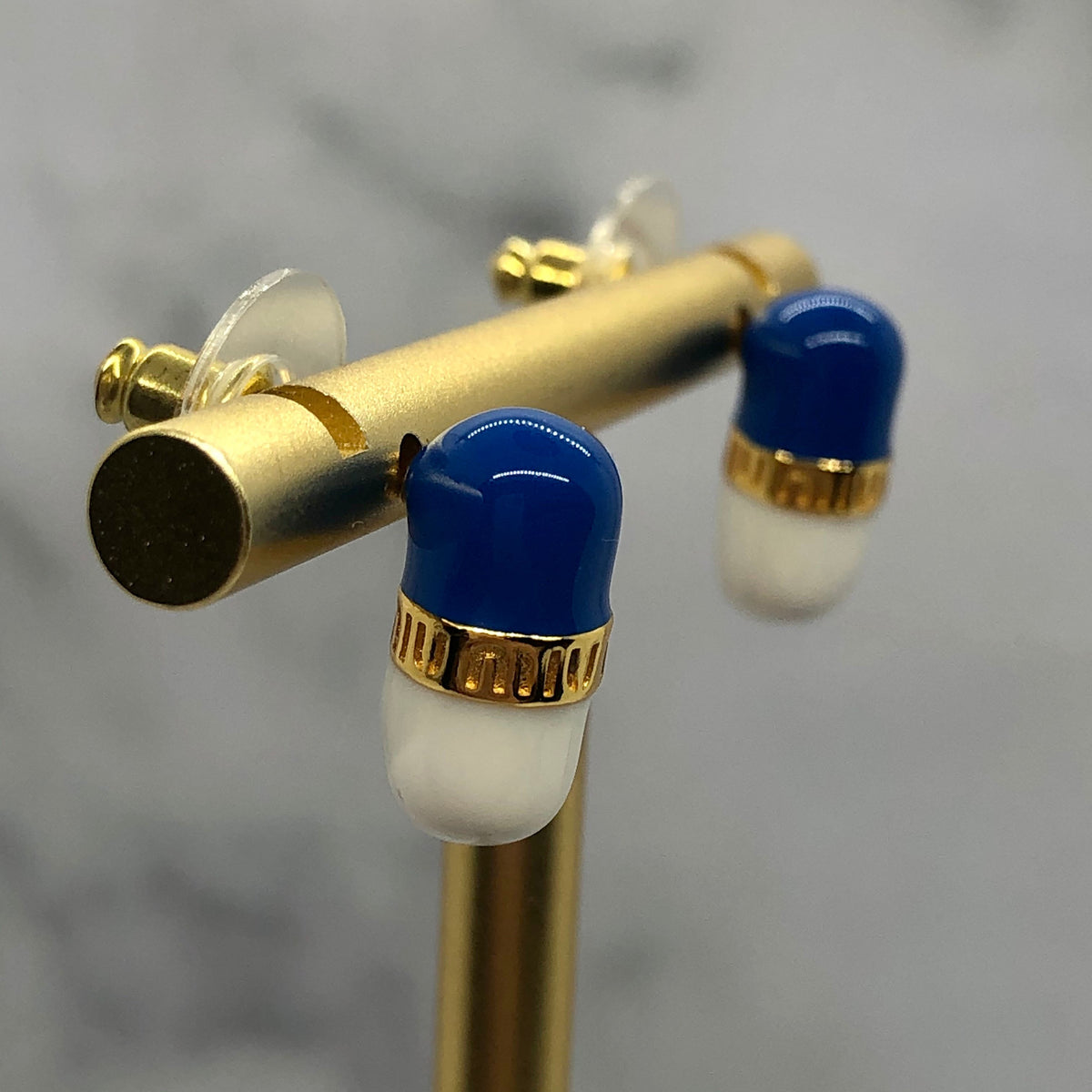 MIU MIU Blue & White Pill Shape Earrings - Pre owned