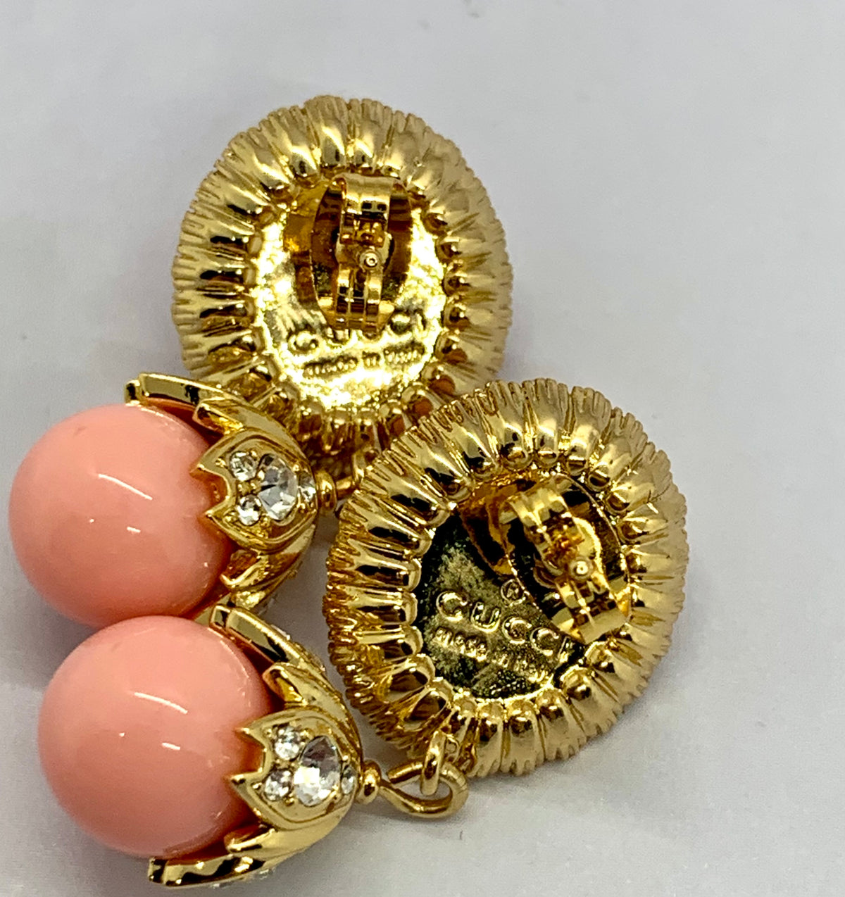 GUCCI GG Pink Pendant Earrings - Pre owned