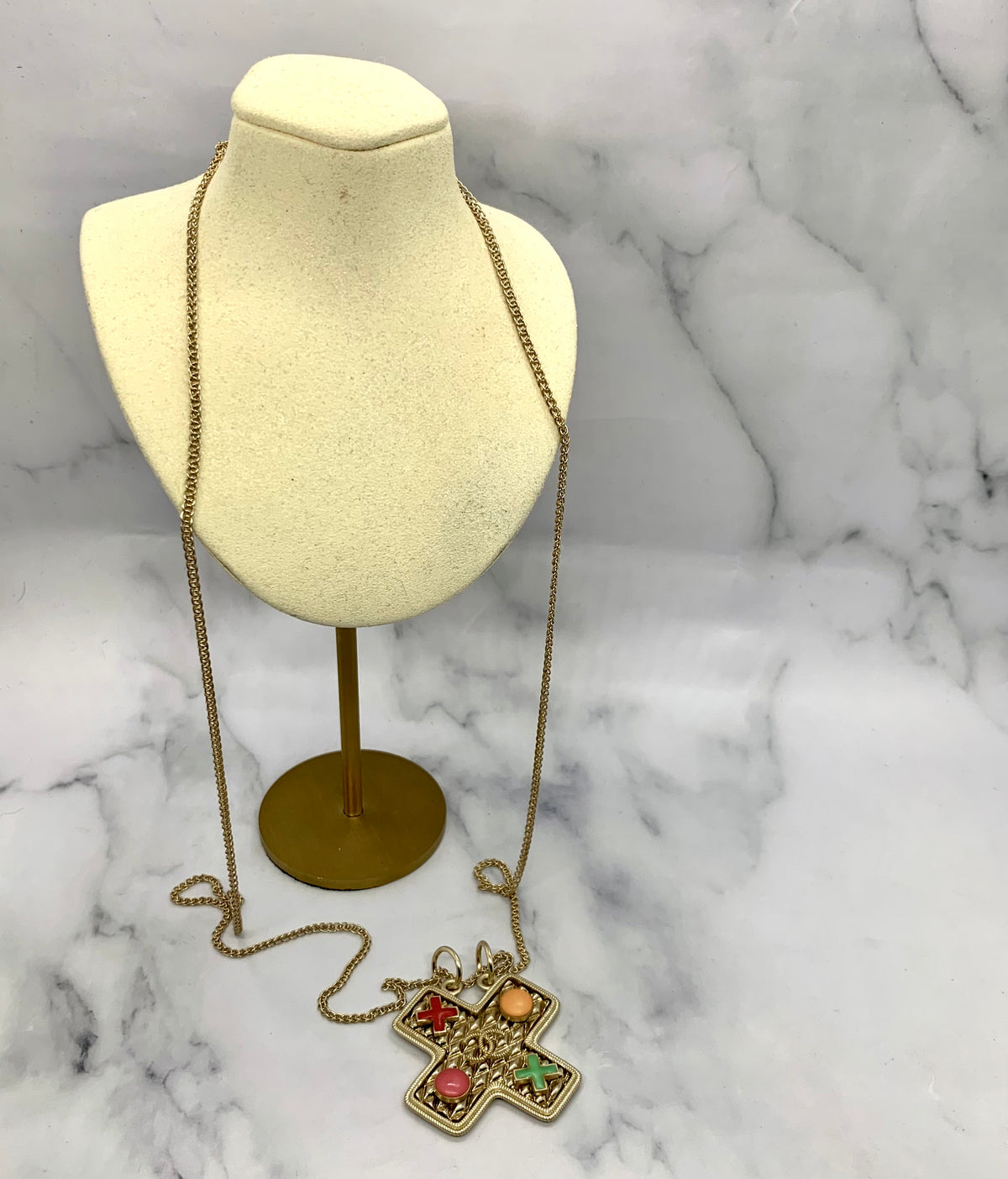 CHANEL CC 2017 Cross Pendant Statement Necklace - USED
