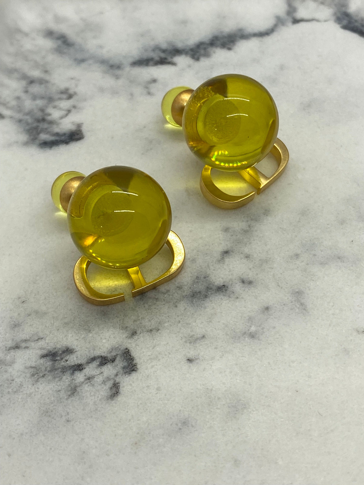CHRISTIAN DIOR Tribale Plastic Green Earrings - Pre owned
