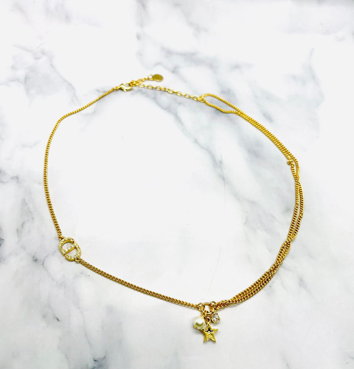 CHRISTIAN DIOR Rhinestone Chain Necklace - Pre owned
