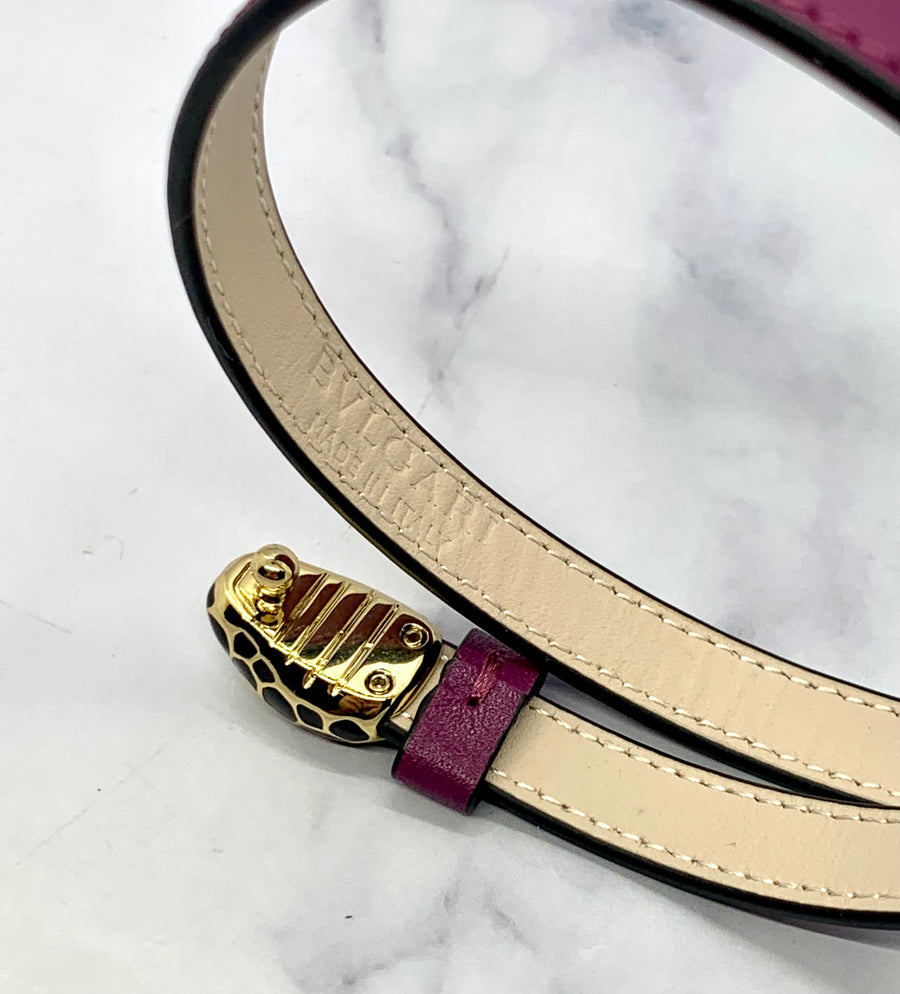 BVLGARI Purple Leather Snake Bracelet - Pre owned