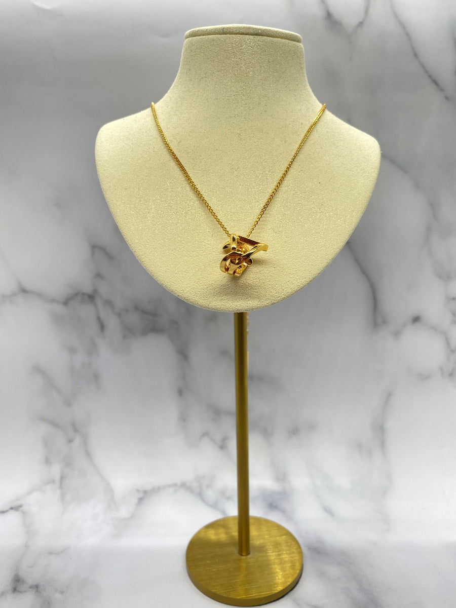 YSL Yves Saint Laurent Monogram Gold Charm Necklace - Pre owned