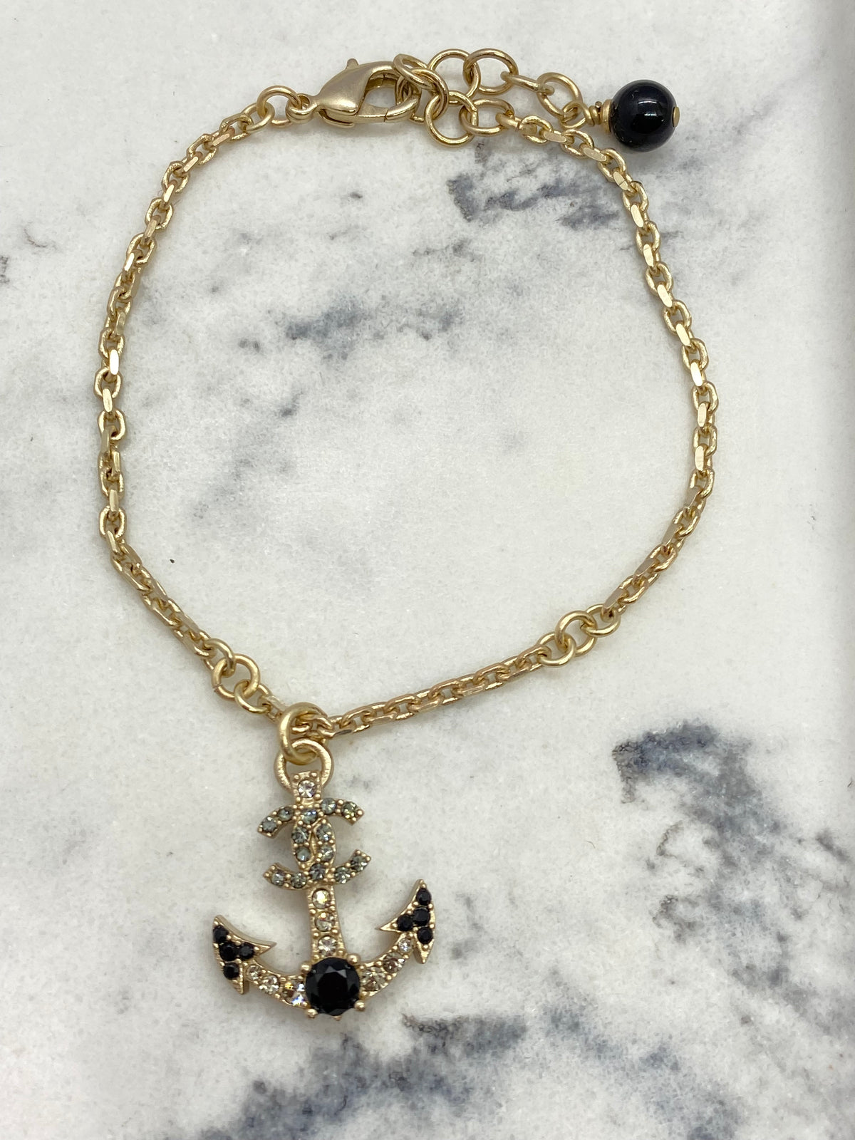 CHANEL CC Rhinestone Anchor Charm Bracelet - Pre owned