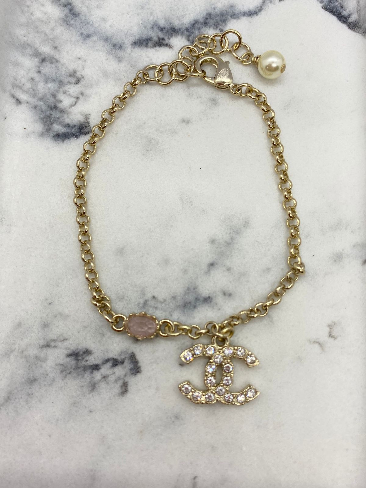CHANEL CC Rhinestone Chain Bracelet - Pre owned