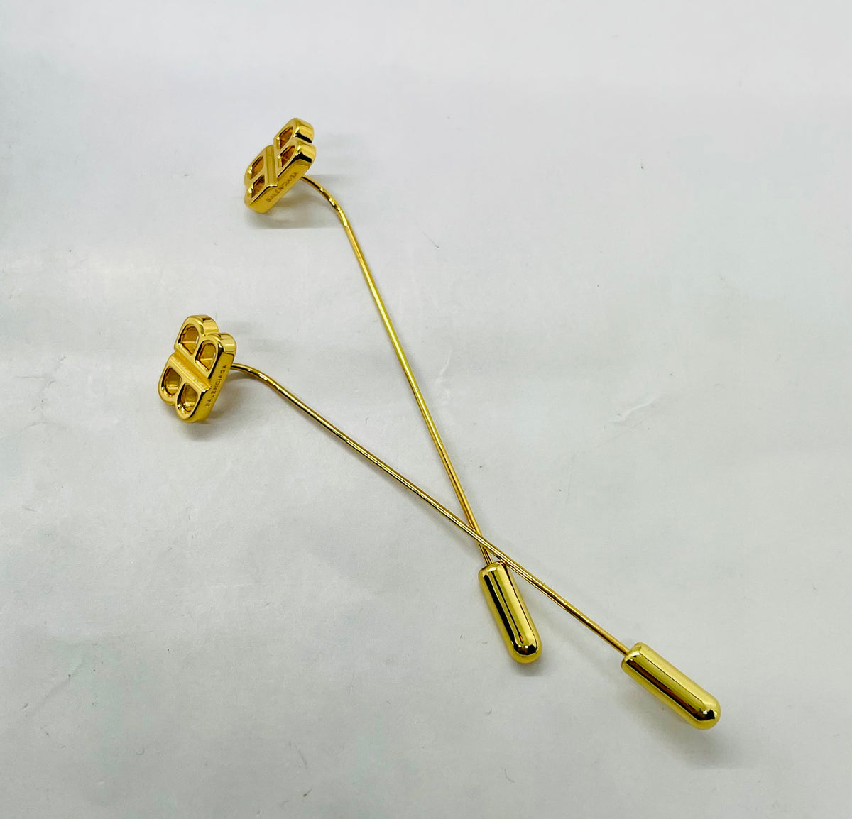 BALENCIAGA BB Gold Tone Pin Earrings - Pre owned
